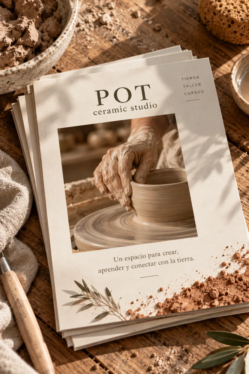 Revista con la identidad de POT ceramic studio